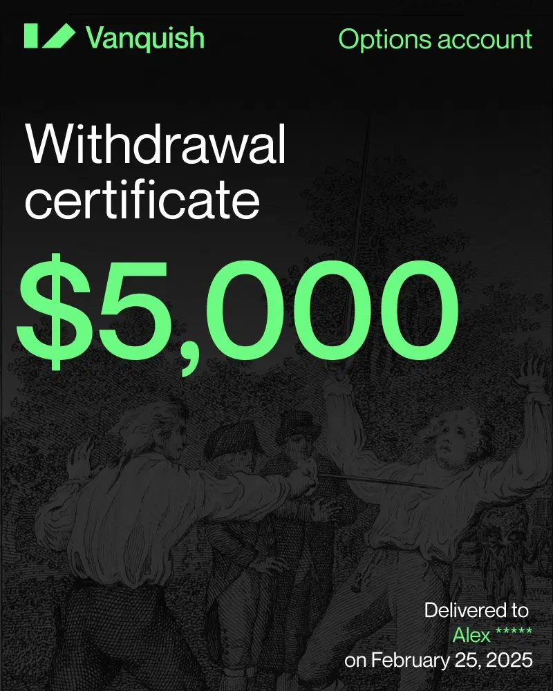 Vanquish trader payout receipt example 2
