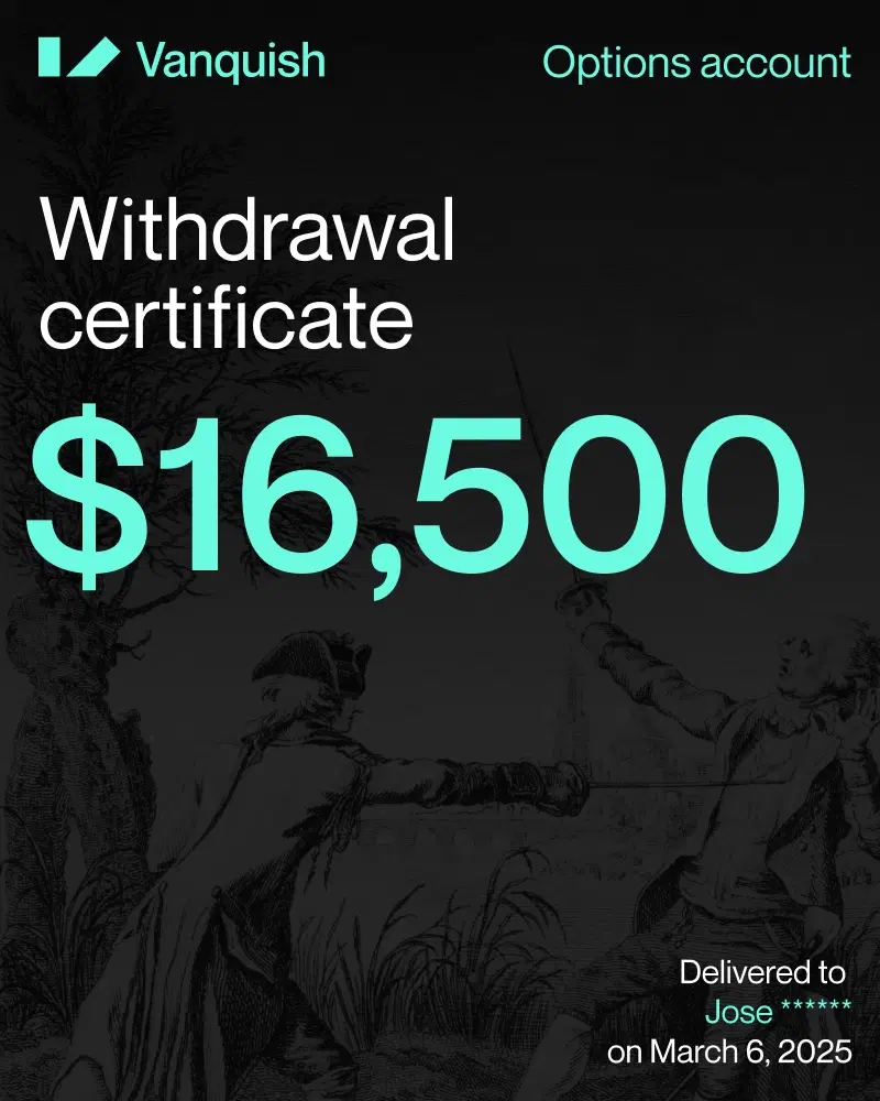 Vanquish trader payout receipt example 5