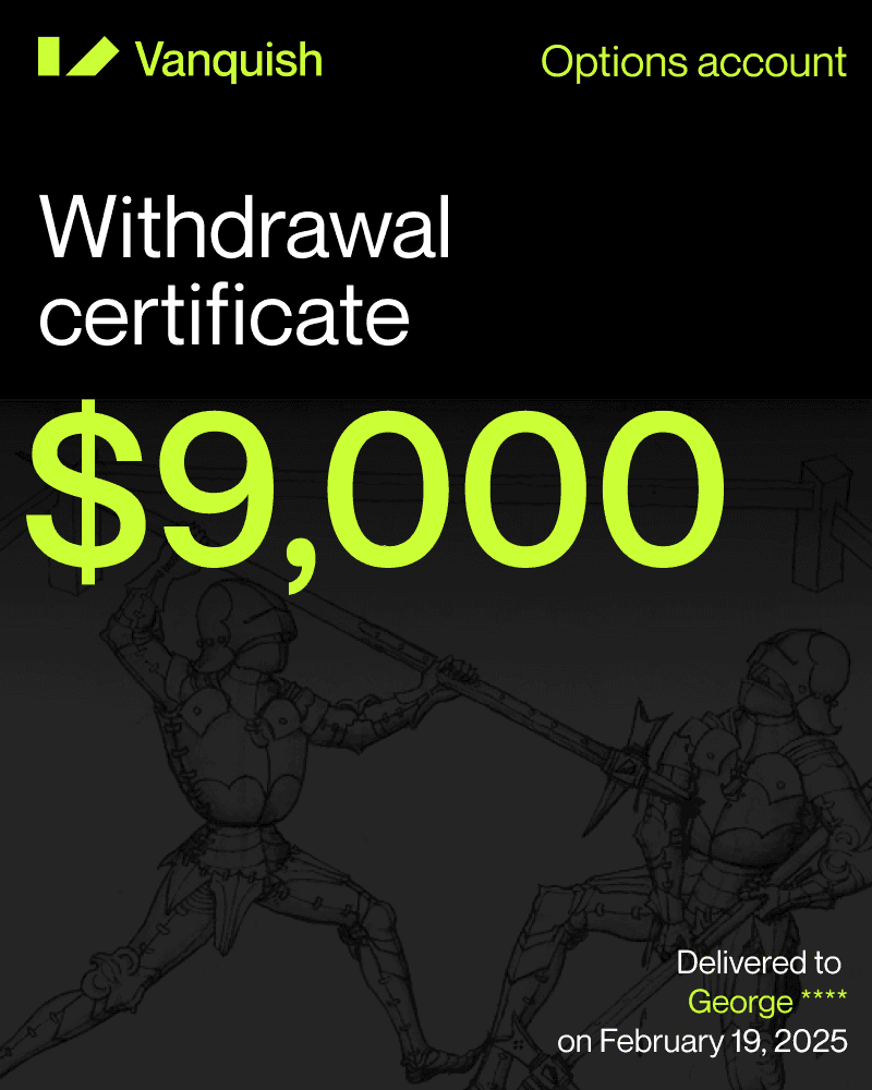 Vanquish trader payout receipt example 4